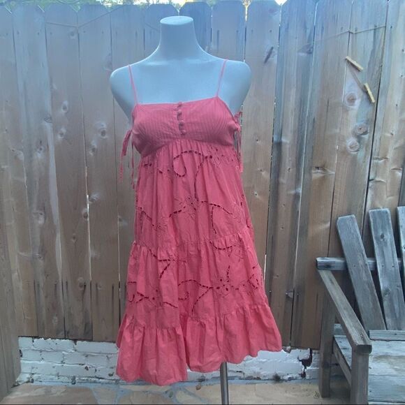 Ben Sherman eyelet coral mini dress size xs - Picture 5 of 13